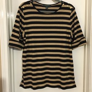 Lauren by Ralph Lauren striped short sleeve shirt